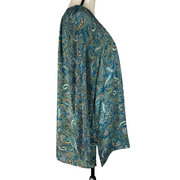 J. Jill Large Tunic Top Paisley Slits Keyhole Long Balloon Sleeves Round Neck - Picture 4 of 10